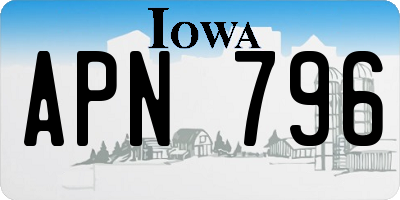 IA license plate APN796