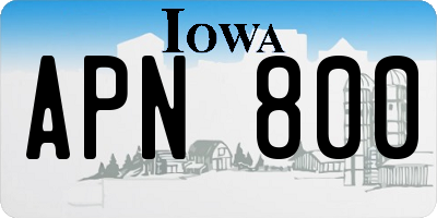 IA license plate APN800