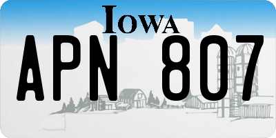 IA license plate APN807
