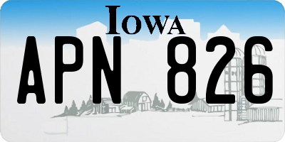 IA license plate APN826