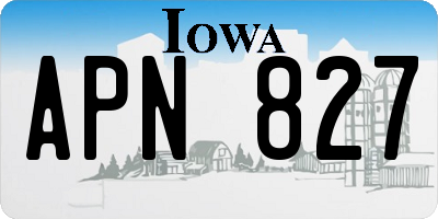 IA license plate APN827