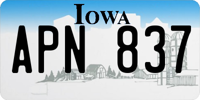 IA license plate APN837