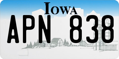 IA license plate APN838