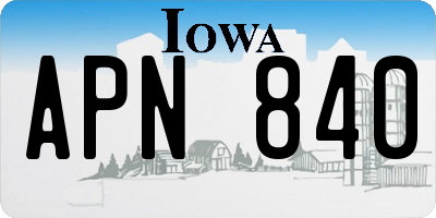 IA license plate APN840