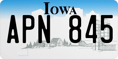 IA license plate APN845