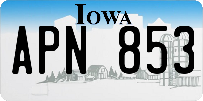 IA license plate APN853