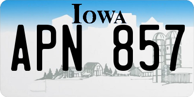 IA license plate APN857