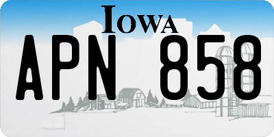 IA license plate APN858