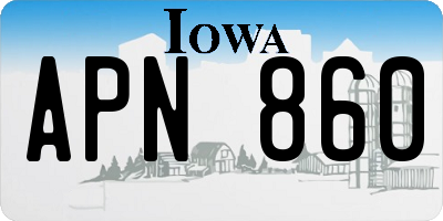 IA license plate APN860