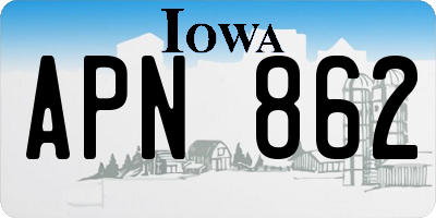 IA license plate APN862