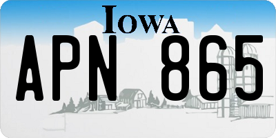 IA license plate APN865