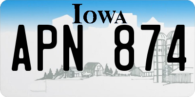 IA license plate APN874