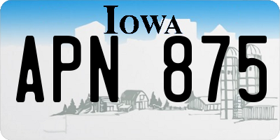 IA license plate APN875