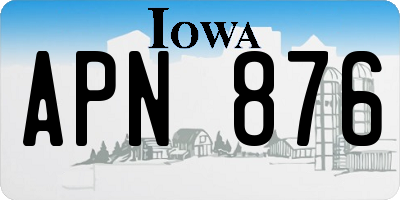 IA license plate APN876