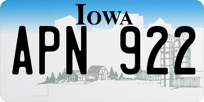 IA license plate APN922