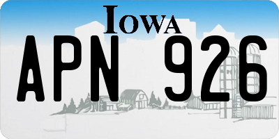 IA license plate APN926