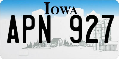 IA license plate APN927