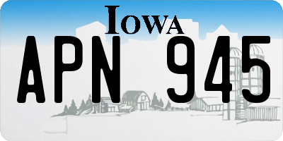 IA license plate APN945