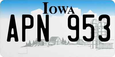 IA license plate APN953