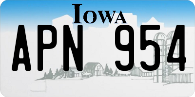 IA license plate APN954