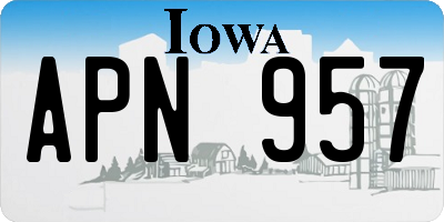 IA license plate APN957