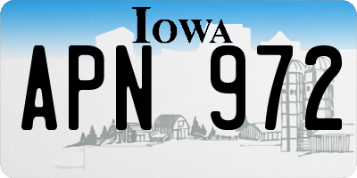 IA license plate APN972