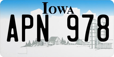 IA license plate APN978