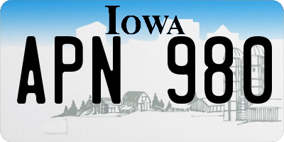 IA license plate APN980