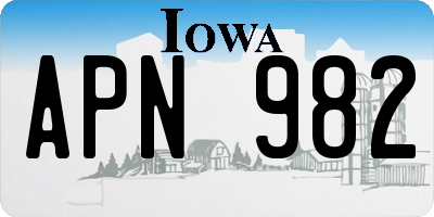 IA license plate APN982