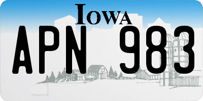 IA license plate APN983