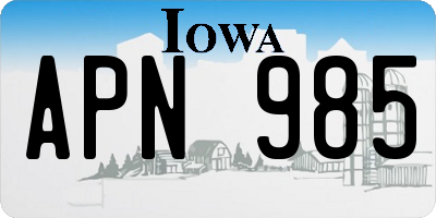 IA license plate APN985