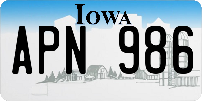 IA license plate APN986