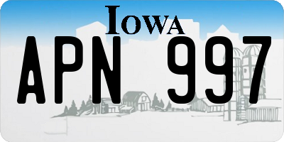 IA license plate APN997
