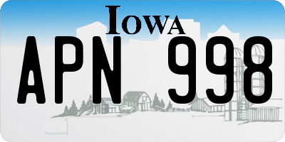 IA license plate APN998