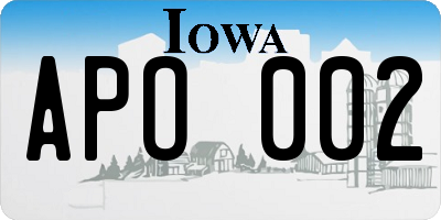 IA license plate APO002