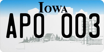 IA license plate APO003