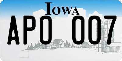 IA license plate APO007