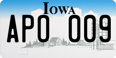 IA license plate APO009