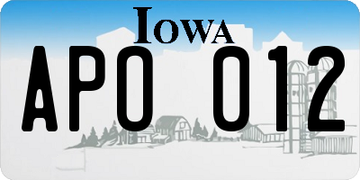 IA license plate APO012