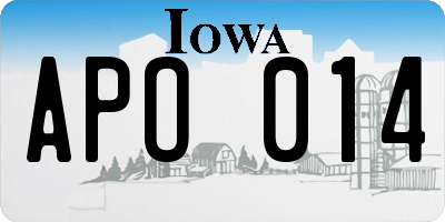 IA license plate APO014