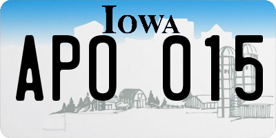 IA license plate APO015