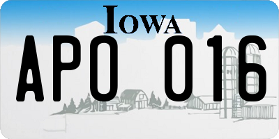 IA license plate APO016