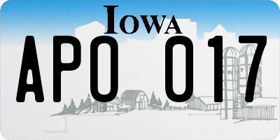 IA license plate APO017