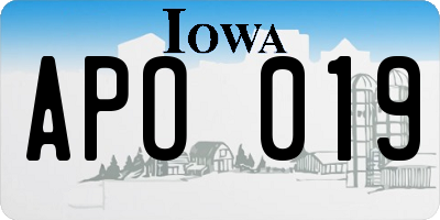 IA license plate APO019