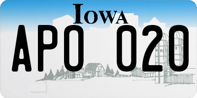 IA license plate APO020