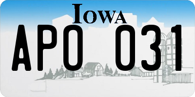 IA license plate APO031