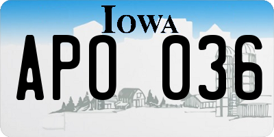 IA license plate APO036