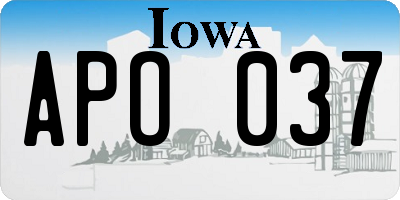 IA license plate APO037