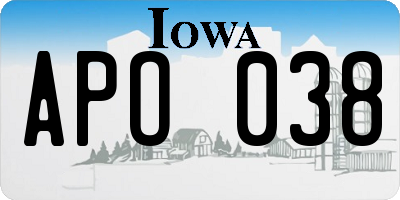 IA license plate APO038