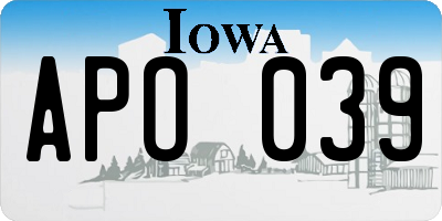 IA license plate APO039